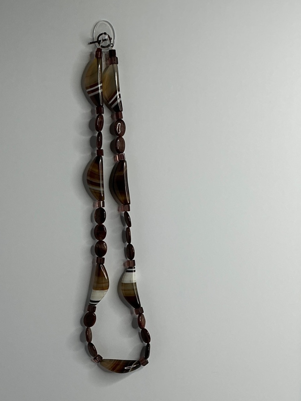 Source Unknown Brown Striped Glass Beaded Necklace